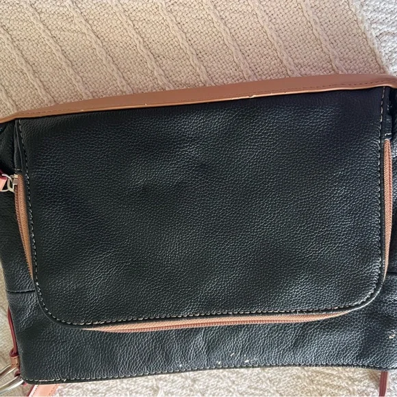 Tignanello Black and Tan Pebbled Leather Crossbody - Picture 4 of 5